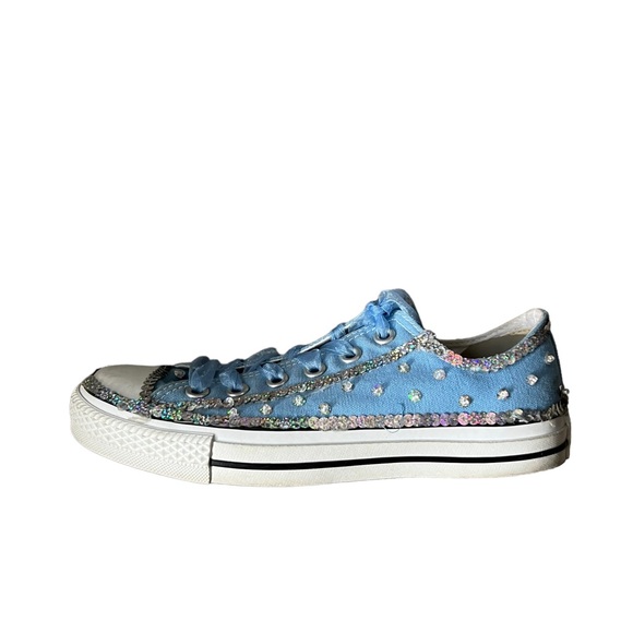 Converse Shoes - Converse All Stars Blue/Silver Sequin Embellished Sneakers Size 7